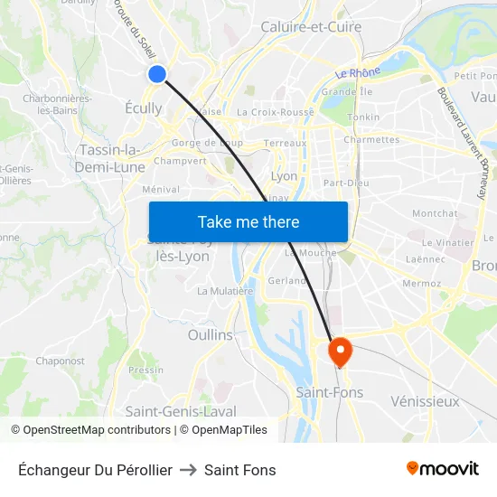 Échangeur Du Pérollier to Saint Fons map