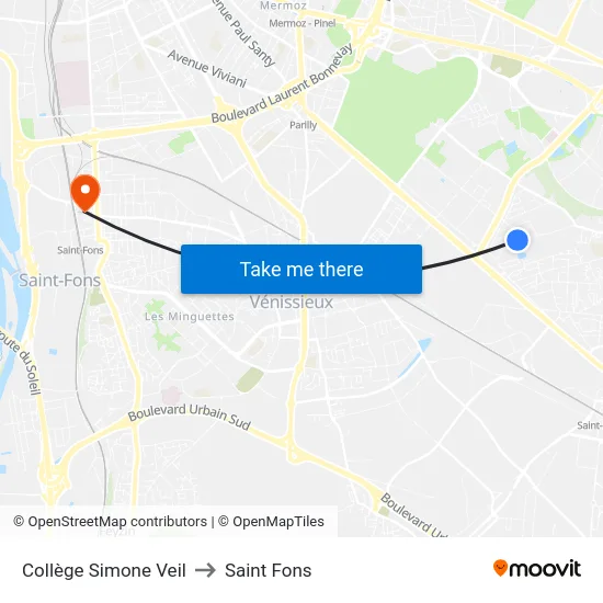 Collège Simone Veil to Saint Fons map