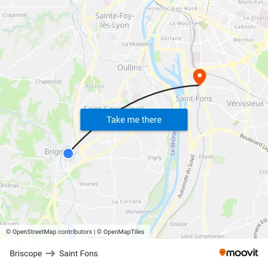 Briscope to Saint Fons map