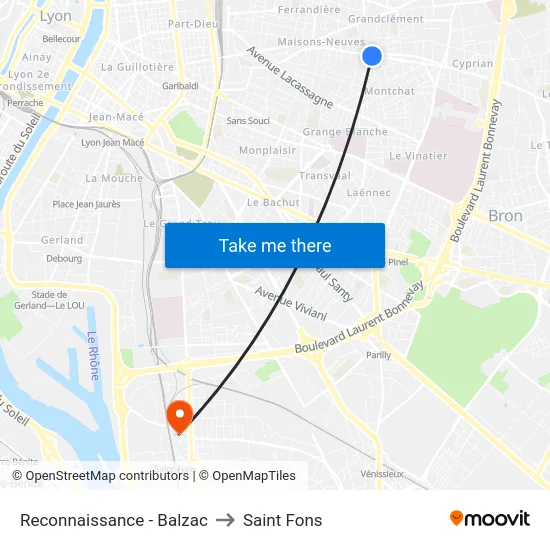 Reconnaissance - Balzac to Saint Fons map