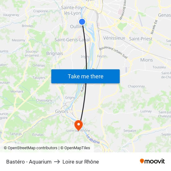 Bastéro - Aquarium to Loire sur Rhône map