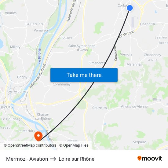 Mermoz - Aviation to Loire sur Rhône map