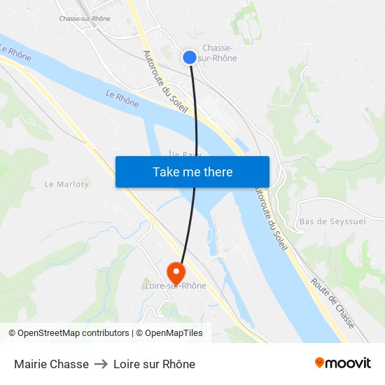 Mairie Chasse to Loire sur Rhône map