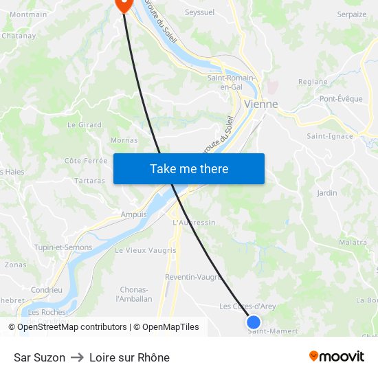 Sar Suzon to Loire sur Rhône map