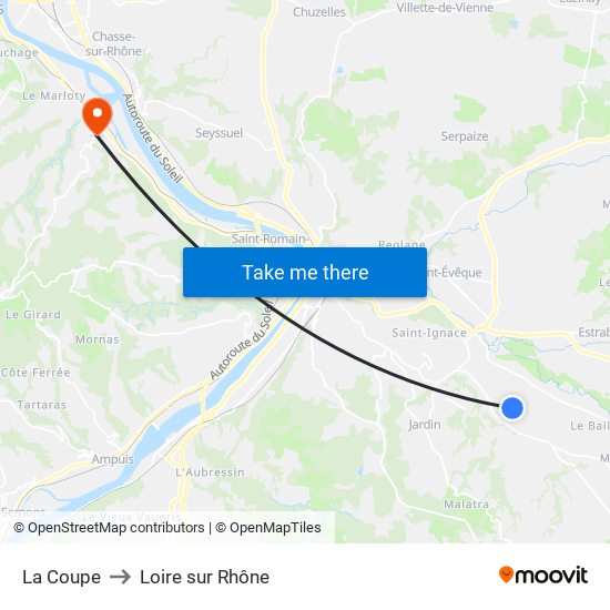 La Coupe to Loire sur Rhône map