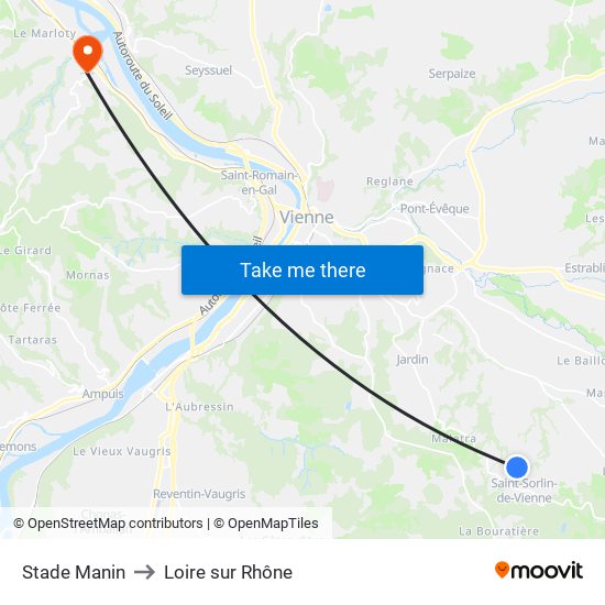 Stade Manin to Loire sur Rhône map