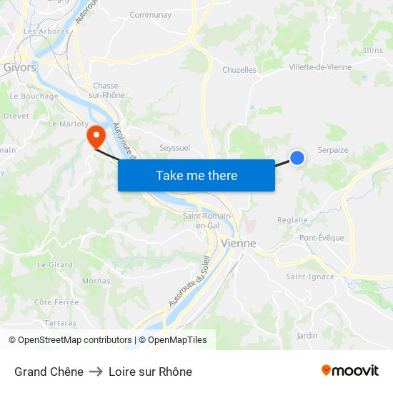 Grand Chêne to Loire sur Rhône map