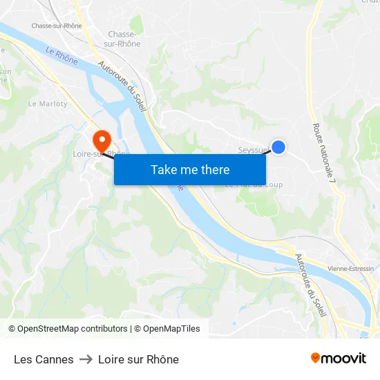 Les Cannes to Loire sur Rhône map