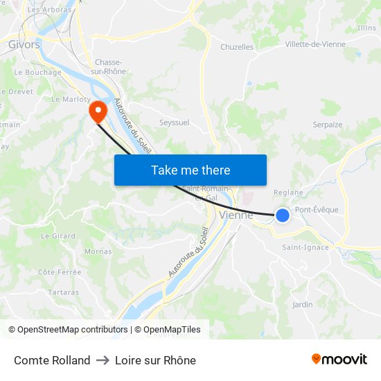 Comte Rolland to Loire sur Rhône map