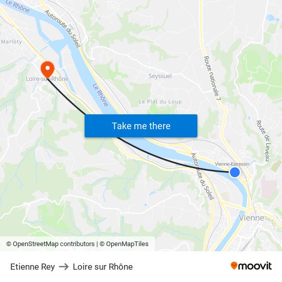 Etienne Rey to Loire sur Rhône map