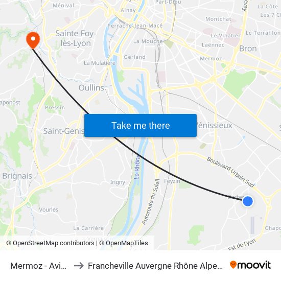 Mermoz - Aviation to Francheville Auvergne Rhône Alpes France map