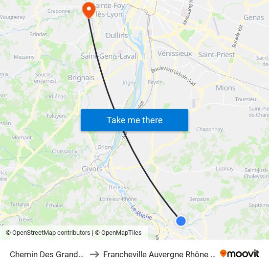 Chemin Des Grandes Vignes to Francheville Auvergne Rhône Alpes France map