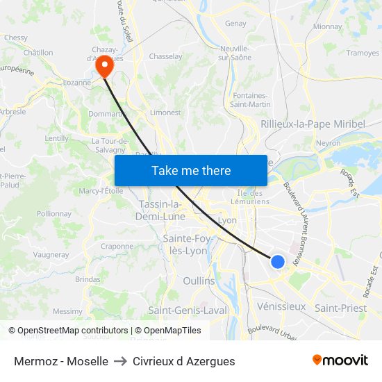 Mermoz - Moselle to Civrieux d Azergues map