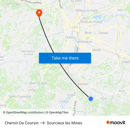 Chemin De Coursin to Sourcieux les Mines map