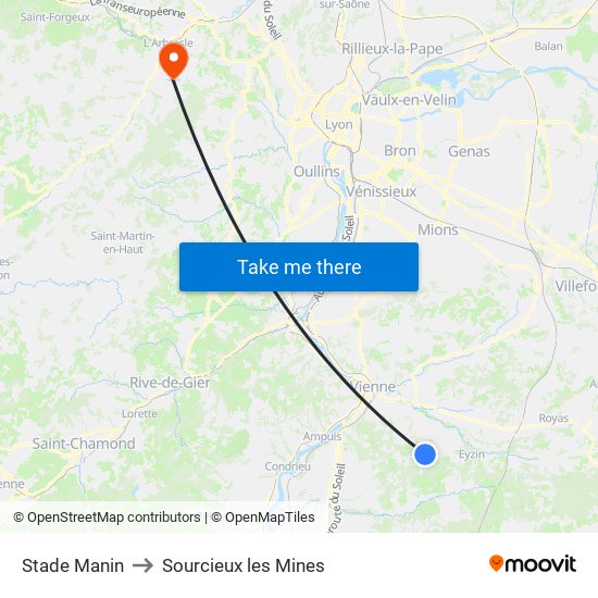Stade Manin to Sourcieux les Mines map