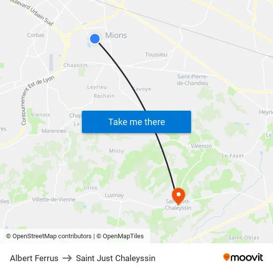 Albert Ferrus to Saint Just Chaleyssin map