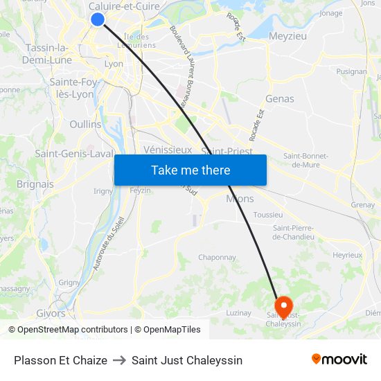 Plasson Et Chaize to Saint Just Chaleyssin map