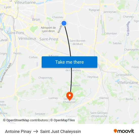 Antoine Pinay to Saint Just Chaleyssin map
