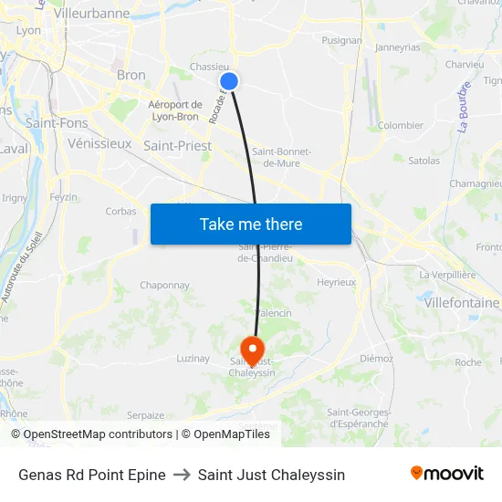 Genas Rd Point Epine to Saint Just Chaleyssin map