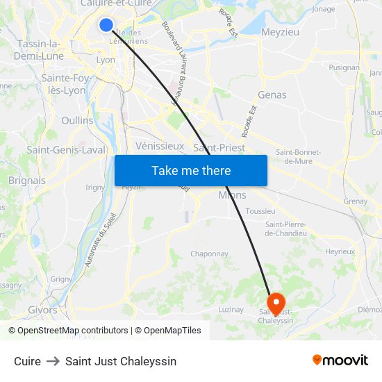 Cuire to Saint Just Chaleyssin map