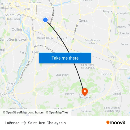 Laënnec to Saint Just Chaleyssin map