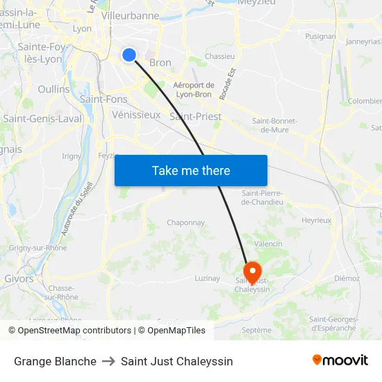 Grange Blanche to Saint Just Chaleyssin map