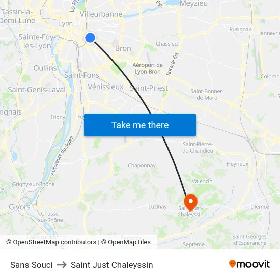 Sans Souci to Saint Just Chaleyssin map