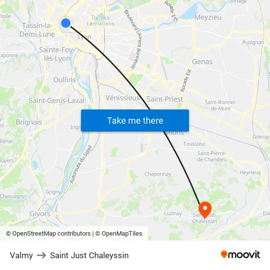 Valmy to Saint Just Chaleyssin map