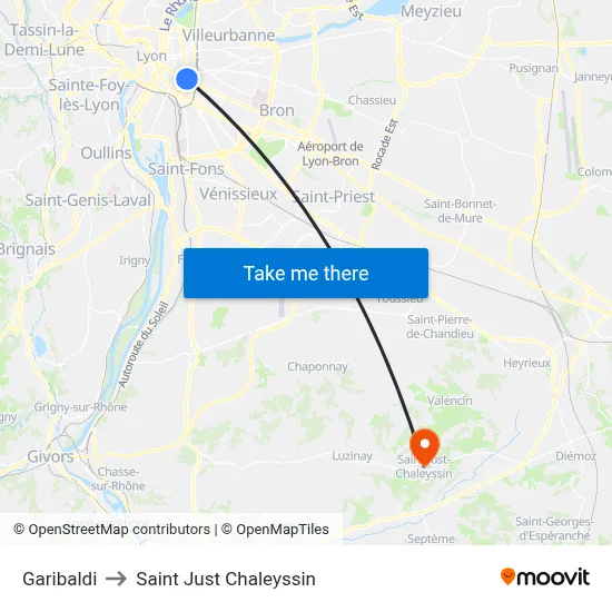 Garibaldi to Saint Just Chaleyssin map