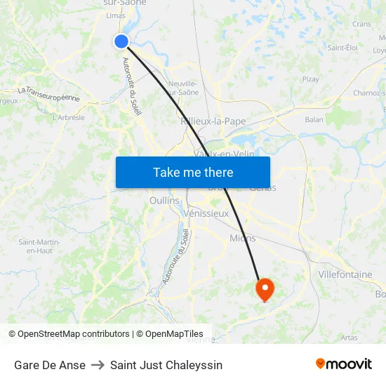 Gare De Anse to Saint Just Chaleyssin map