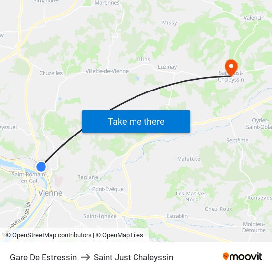 Gare De Estressin to Saint Just Chaleyssin map