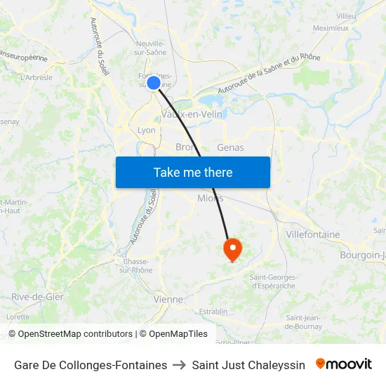 Gare De Collonges-Fontaines to Saint Just Chaleyssin map