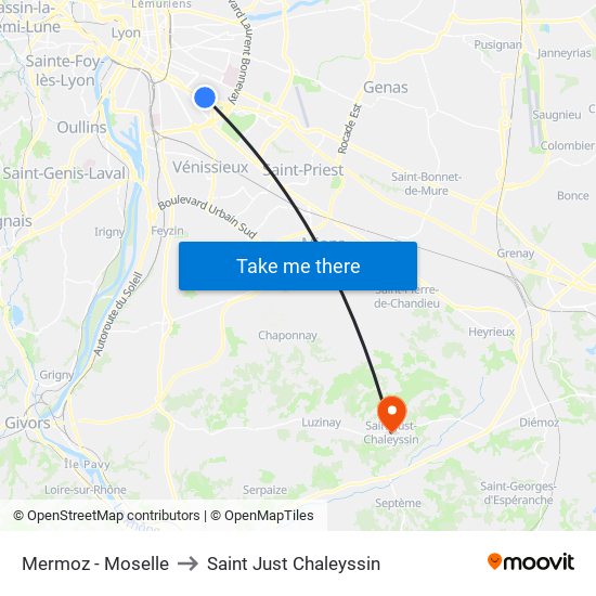 Mermoz - Moselle to Saint Just Chaleyssin map