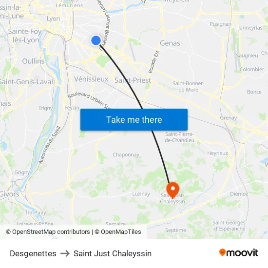 Desgenettes to Saint Just Chaleyssin map
