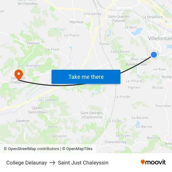 College Delaunay to Saint Just Chaleyssin map