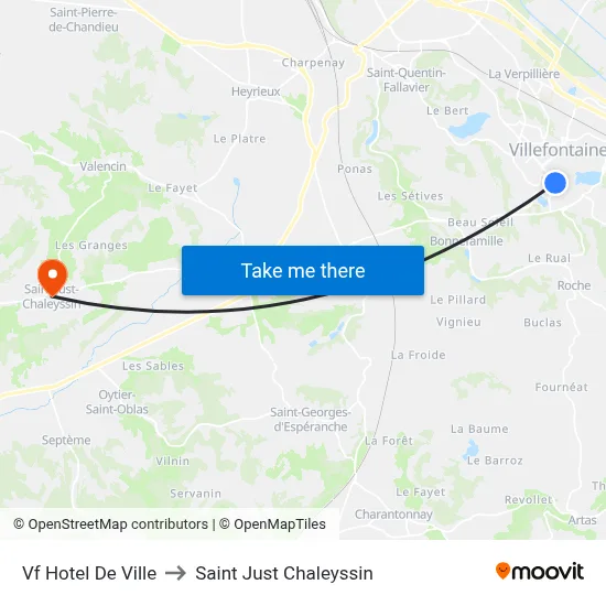 Vf Hotel De Ville to Saint Just Chaleyssin map