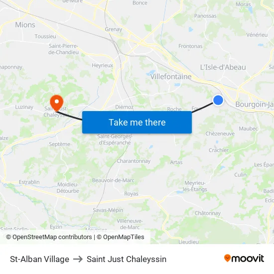 St-Alban Village to Saint Just Chaleyssin map