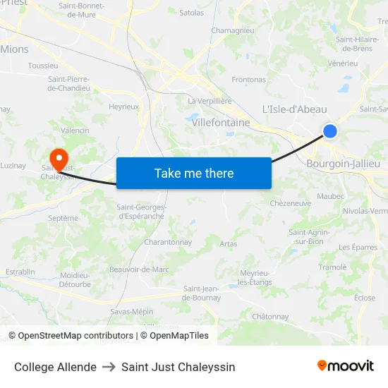 College Allende to Saint Just Chaleyssin map
