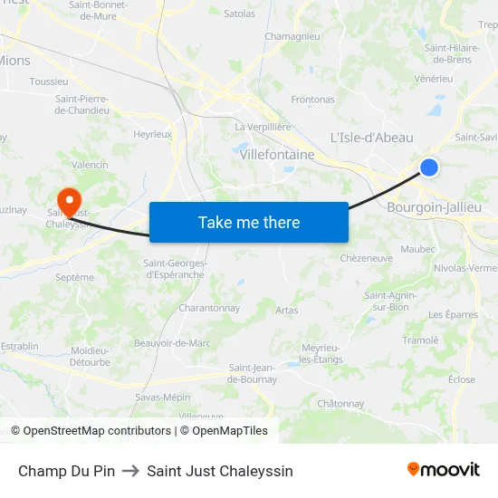 Champ Du Pin to Saint Just Chaleyssin map