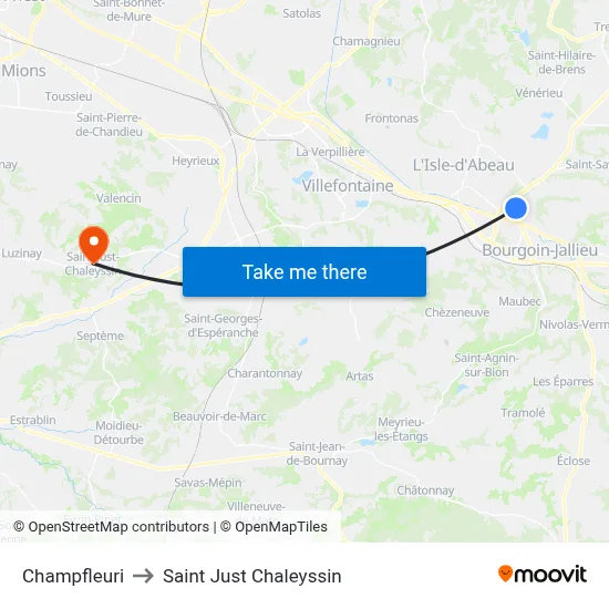 Champfleuri to Saint Just Chaleyssin map