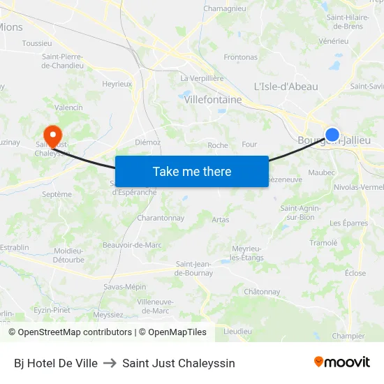 Bj Hotel De Ville to Saint Just Chaleyssin map