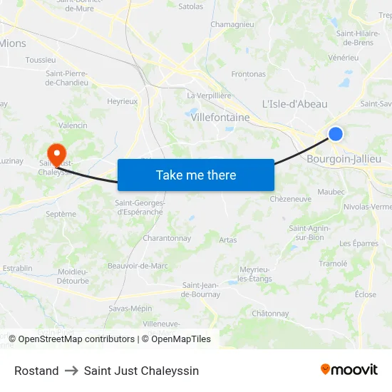 Rostand to Saint Just Chaleyssin map