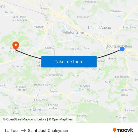La Tour to Saint Just Chaleyssin map