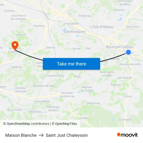 Maison Blanche to Saint Just Chaleyssin map