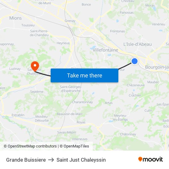 Grande Buissiere to Saint Just Chaleyssin map