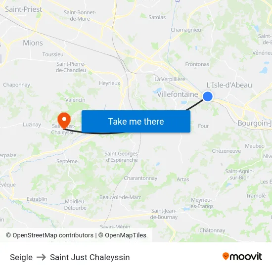 Seigle to Saint Just Chaleyssin map