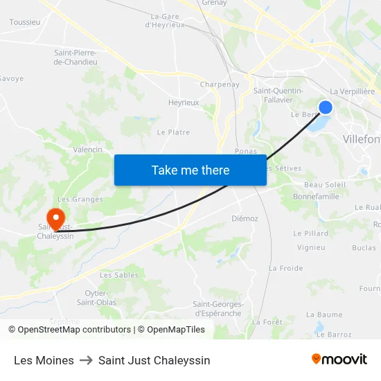 Les Moines to Saint Just Chaleyssin map
