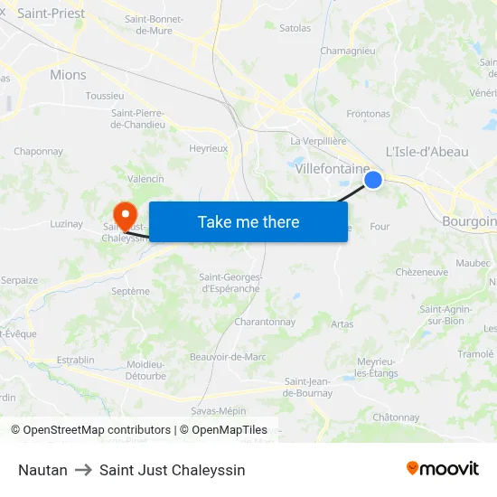 Nautan to Saint Just Chaleyssin map