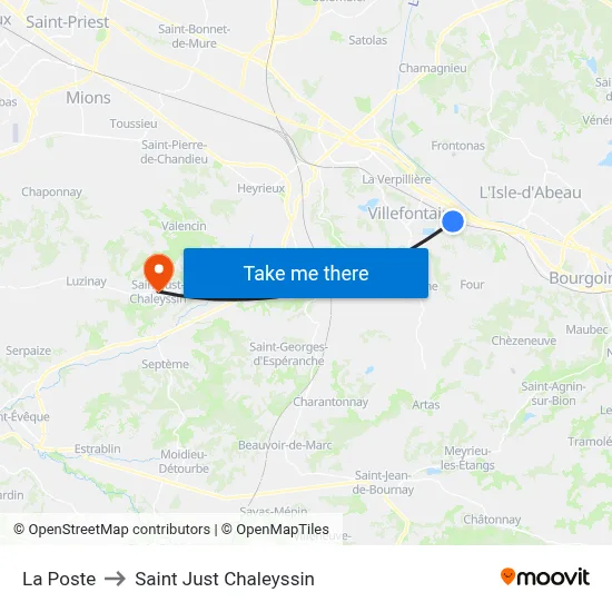 La Poste to Saint Just Chaleyssin map