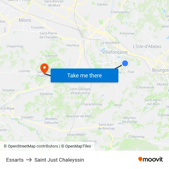 Essarts to Saint Just Chaleyssin map